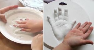 souvenir bricolage main platre enfant