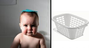 astuce panier lessive bain bebe